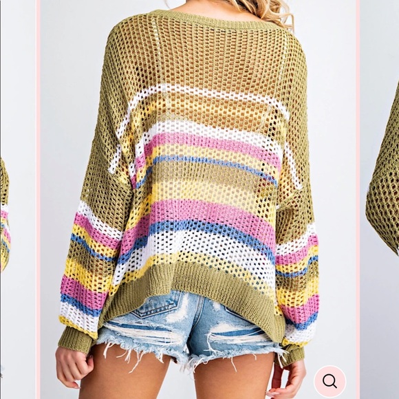 Open Knit Spring Time Sweater by 143 Story - Picture 6 of 6